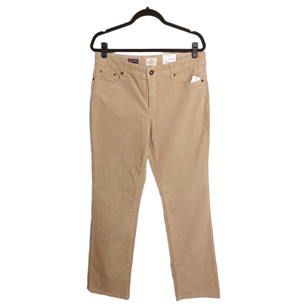 ST JOHN'S BAY Biscotti Tan Secretly Slender Straight Leg Corduroy Pants 12 NWT